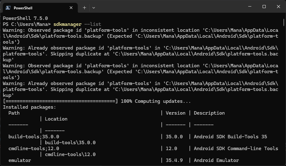 sdkmanager_list